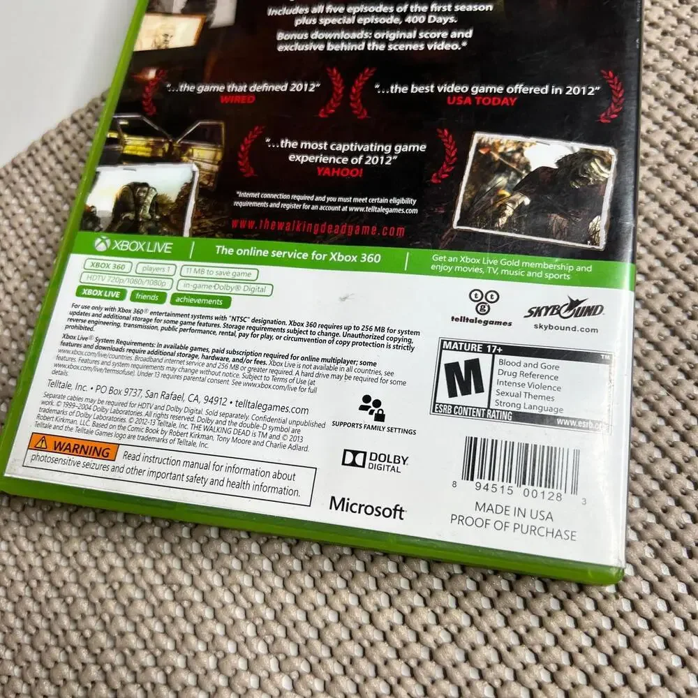 The Walking Dead Game of the Year Edition Xbox 360 Complete‎ Season NTSC